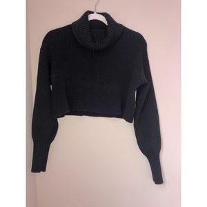 Cropped Black Turtleneck Sweater